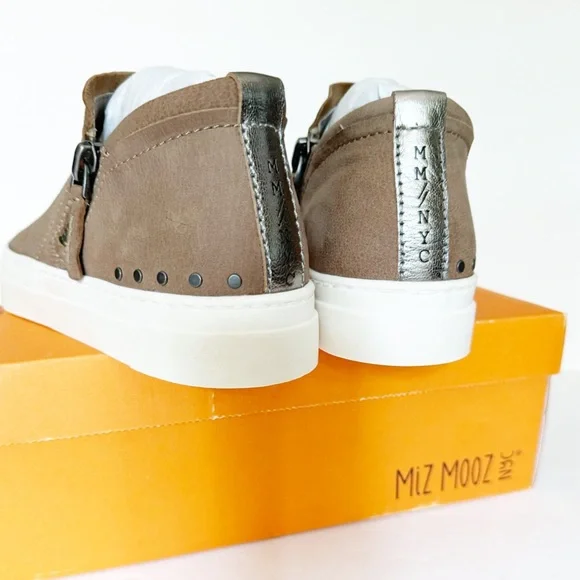 Miz Mooz Arret Side Zip Taupe Leather Platform Sneaker Size 8.5 - Picture 10 of 16